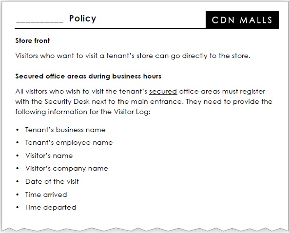 Store Policy 1
