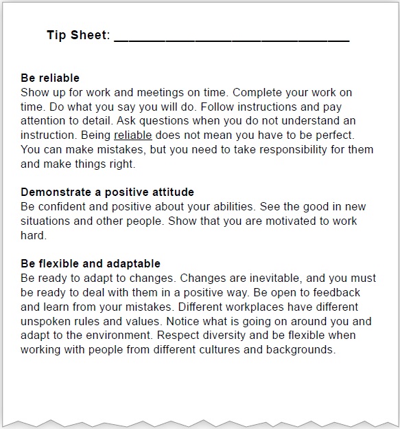 Tip Sheet 1